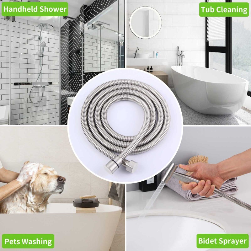 Angle Simple Handheld Shower Hose 79", Angle Simple Stainless Steel Flexible Shower Sprayer Hose, Replacement Shower Hose 1/2" IPS, Shower Extension Hose, Brushed Nickel - Image 3